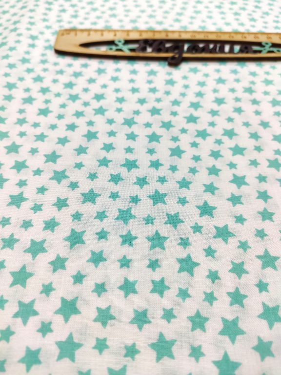 Хлопок "Россыпь мятных звёзд" на белом ширина 160 смПО — изображение 2