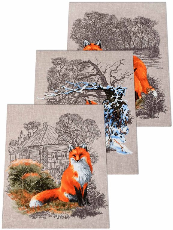 Купон полотенец из рогожки " Лисицы"
