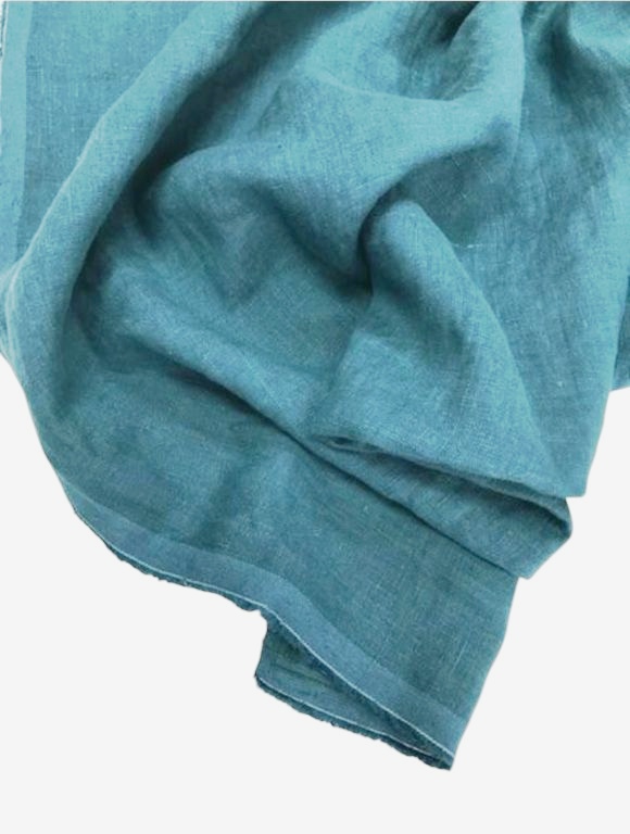 Лен для постельного белья морская волна